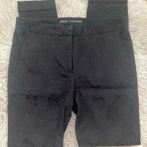 Zara Basics Black Patterned Textured Trousers
